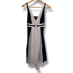 Vintage Ruby Rox Chiffon Dress-Small-Y2K-Lined-Colorblock-Empire Waist-Party